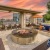 outdoor fire pit surrounded by bench seating