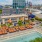 aerial view of rooftop pool